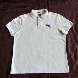 Abercrombie & Fitch Mens Muscle Polo Light Blue Shirt Short Sleeves Size XL